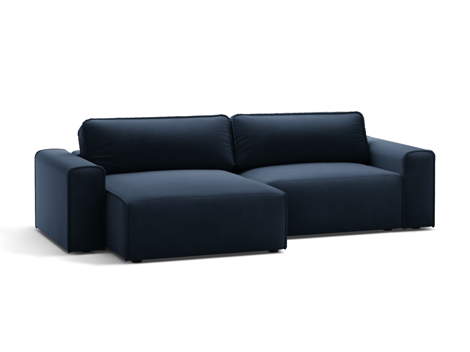 Velvet Left Corner Sofa With Bed Function And Box, "Victor", 3 Seats, 246x148x83