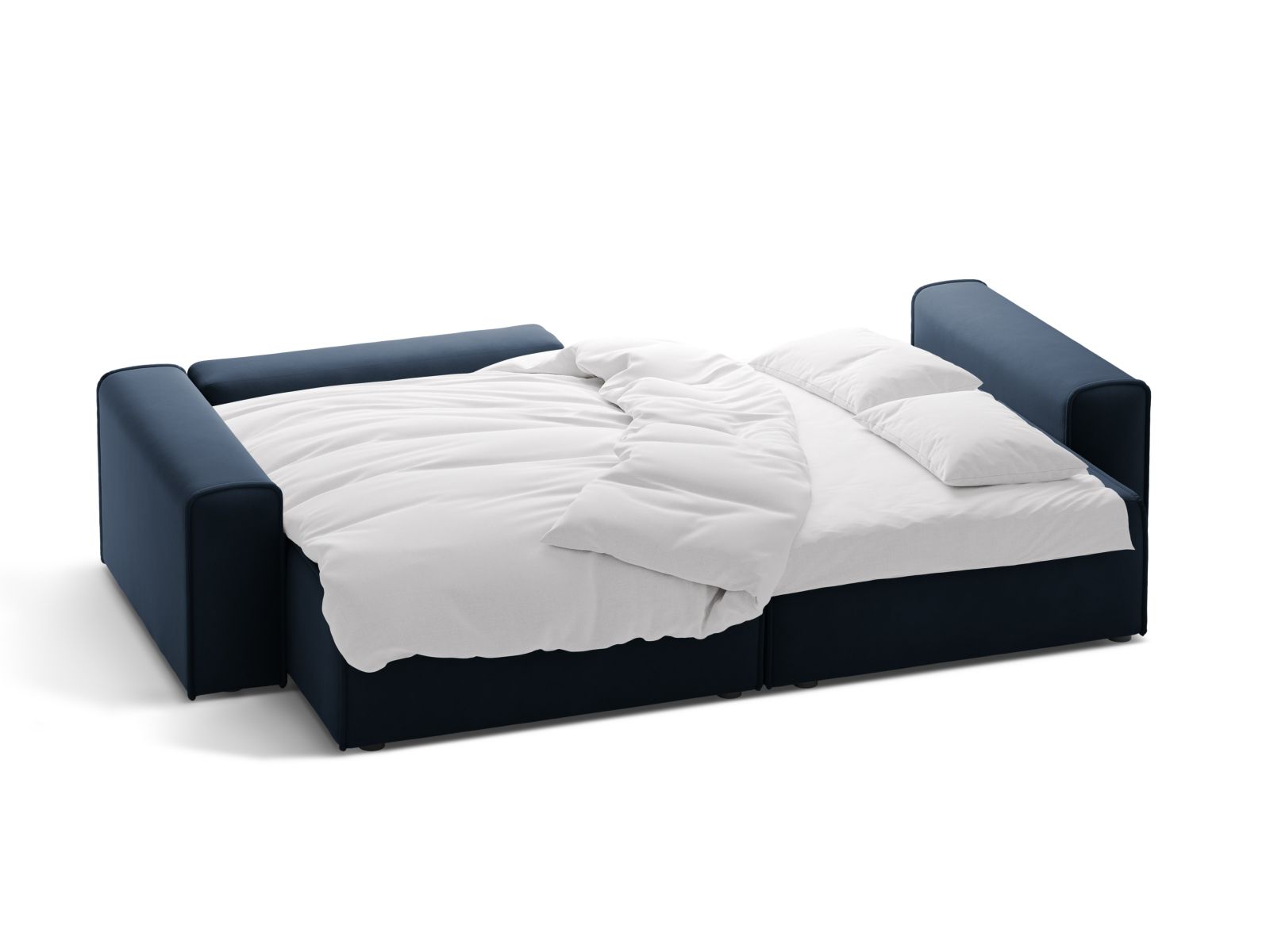 Velvet Left Corner Sofa With Bed Function And Box, "Victor", 3 Seats, 246x148x83