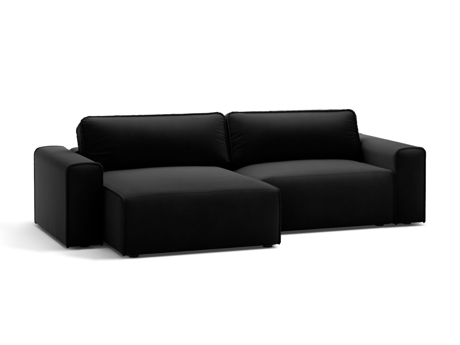 Velvet Left Corner Sofa With Bed Function And Box, "Victor", 3 Seats, 246x148x83