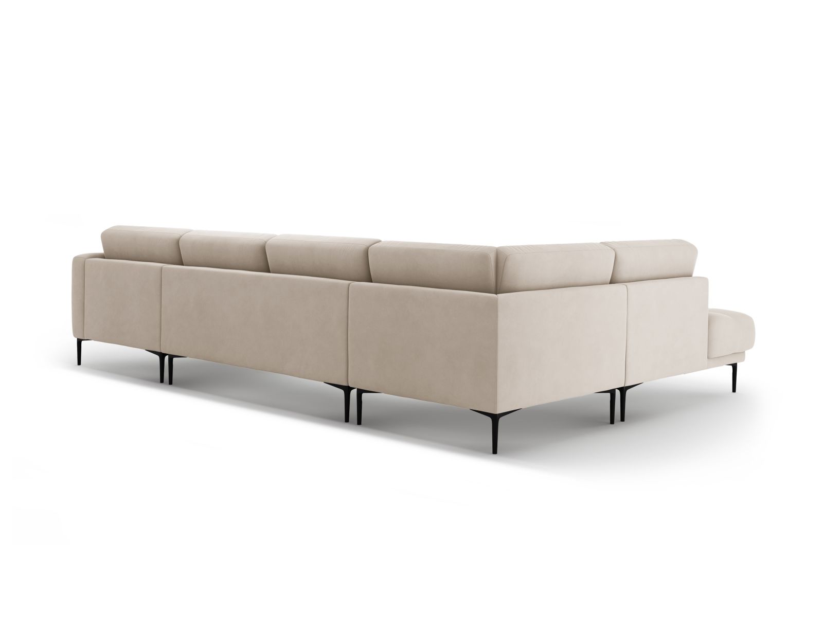 Velvet Panoramic Left Corner Sofa, "Bemy", 7 Seats, 368x240x86