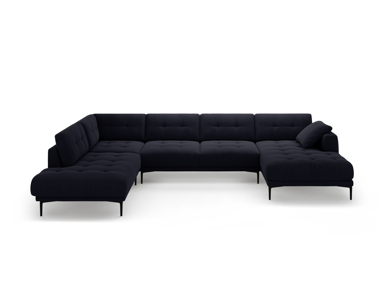 Velvet Panoramic Left Corner Sofa, "Bemy", 7 Seats, 368x240x86
