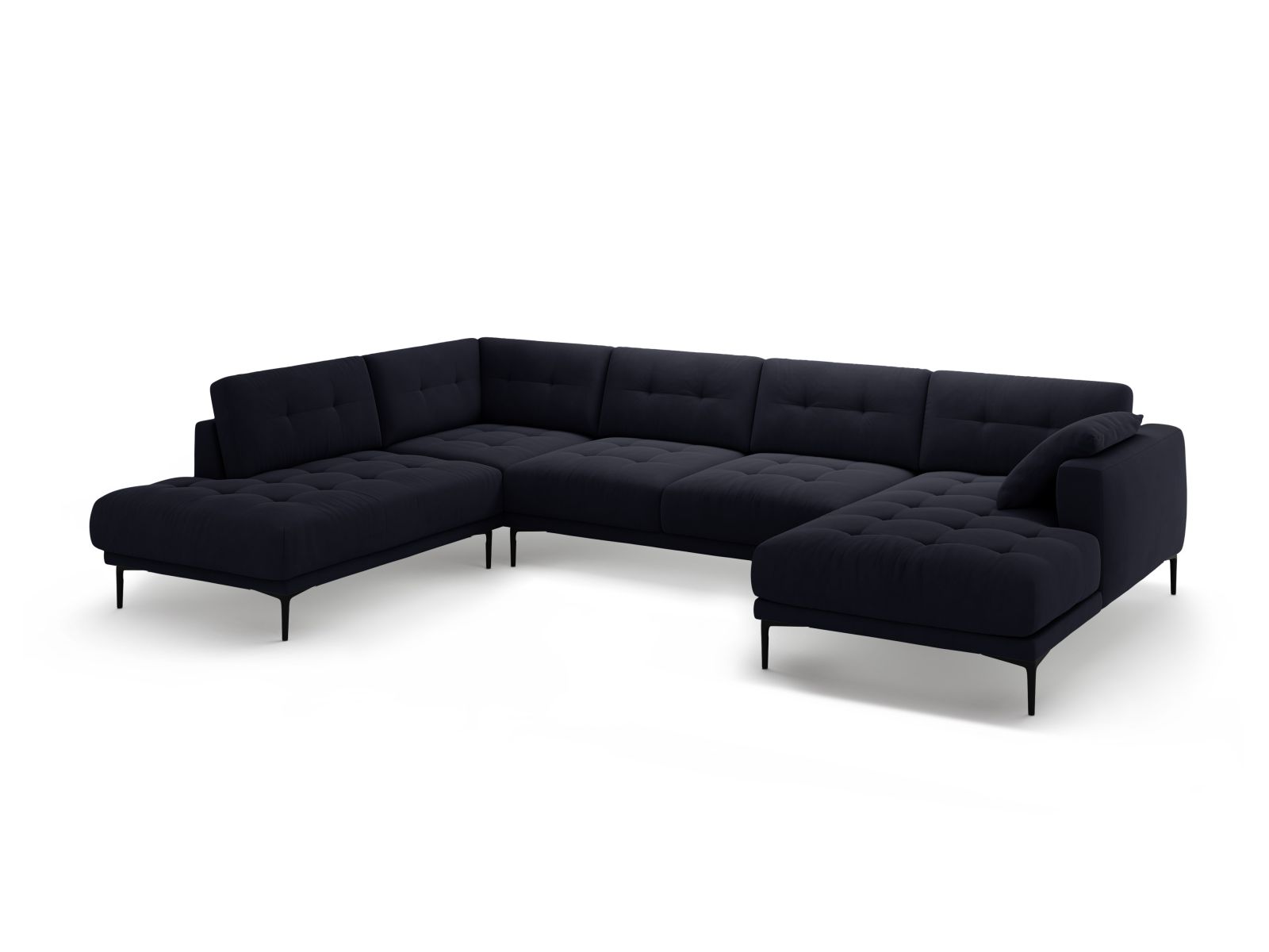 Velvet Panoramic Left Corner Sofa, "Bemy", 7 Seats, 368x240x86