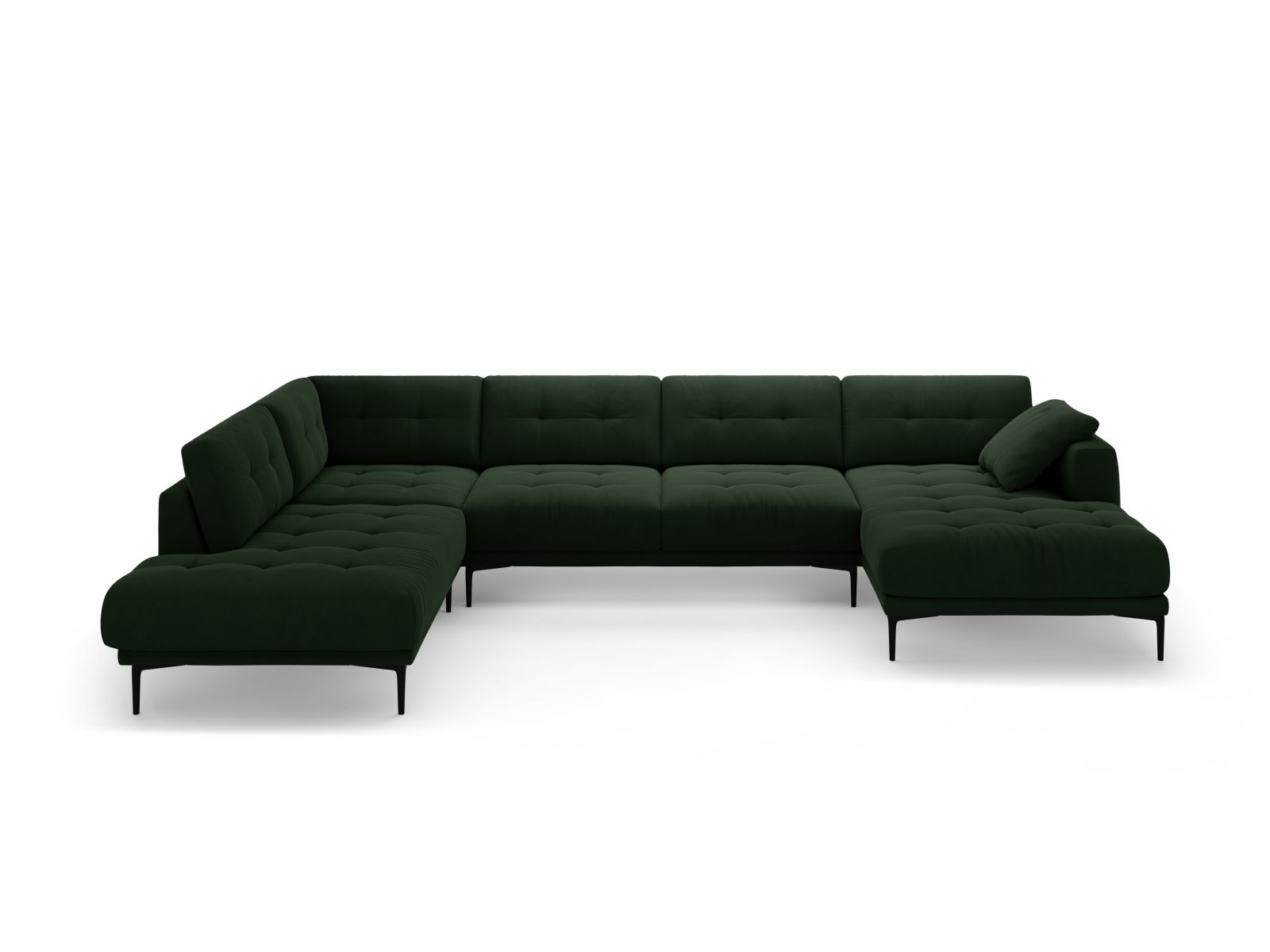 Velvet Panoramic Left Corner Sofa, "Bemy", 7 Seats, 368x240x86