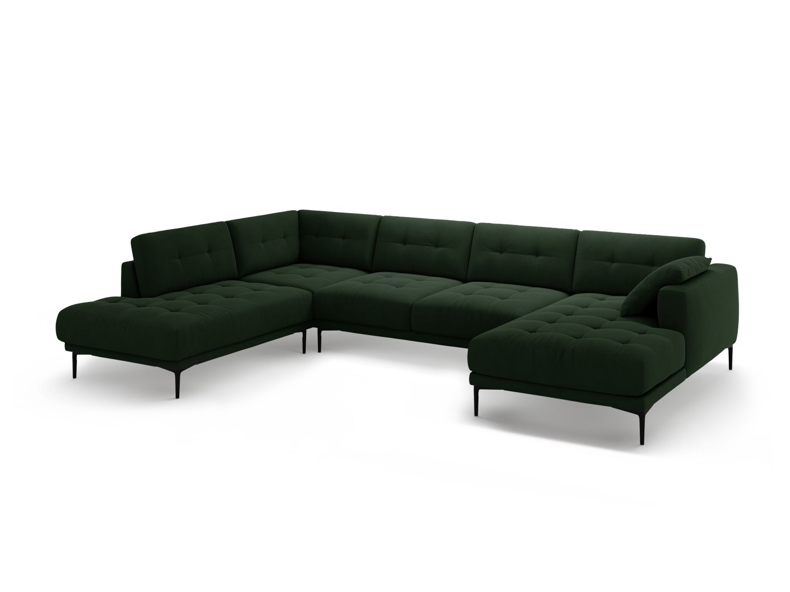 Velvet Panoramic Left Corner Sofa, "Bemy", 7 Seats, 368x240x86