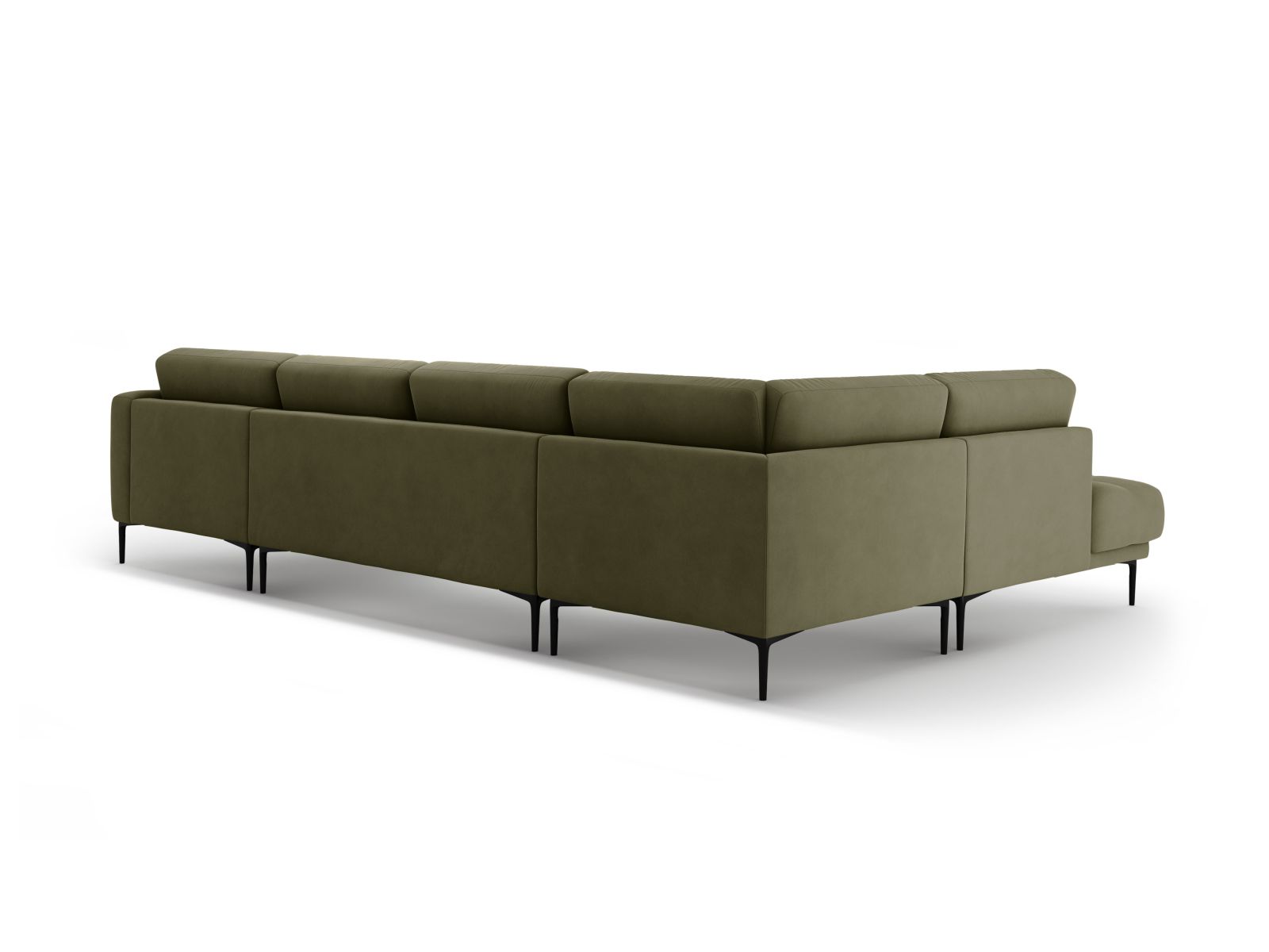 Velvet Panoramic Left Corner Sofa, "Bemy", 7 Seats, 368x240x86
