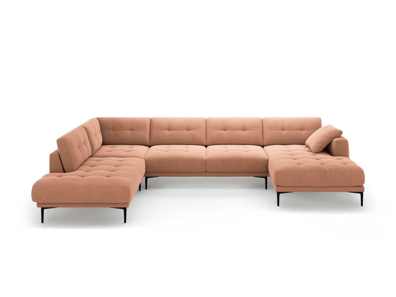 Velvet Panoramic Left Corner Sofa, "Bemy", 7 Seats, 368x240x86