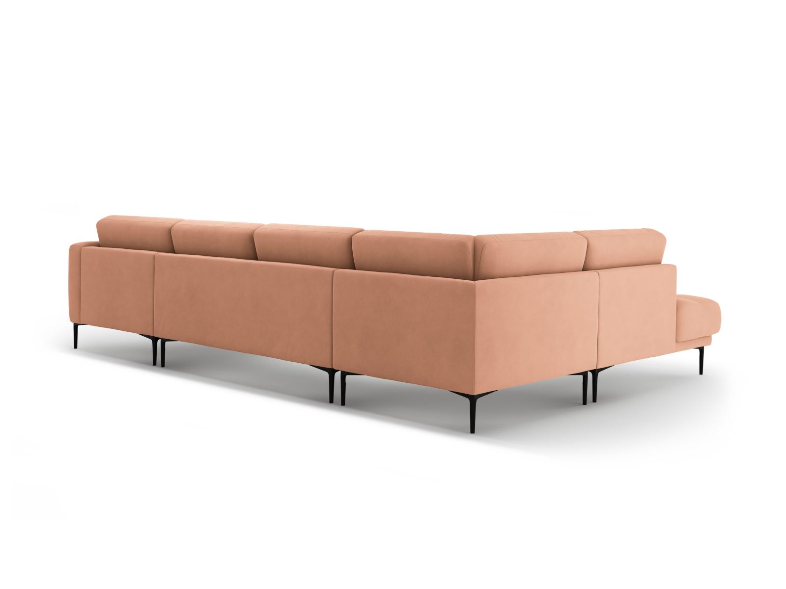 Velvet Panoramic Left Corner Sofa, "Bemy", 7 Seats, 368x240x86