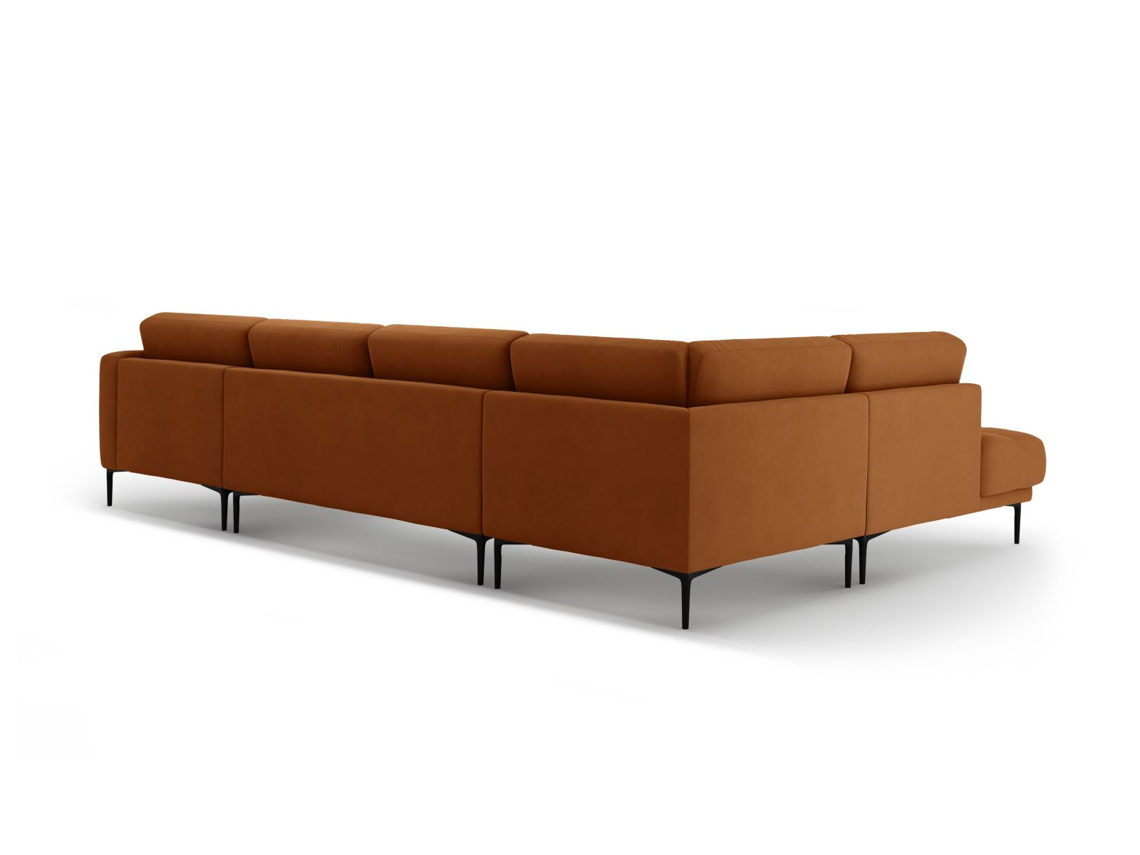 Velvet Panoramic Left Corner Sofa, "Bemy", 7 Seats, 368x240x86