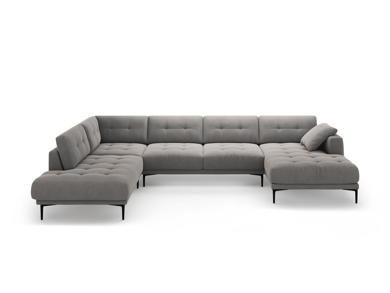 Velvet Panoramic Left Corner Sofa, "Bemy", 7 Seats, 368x240x86