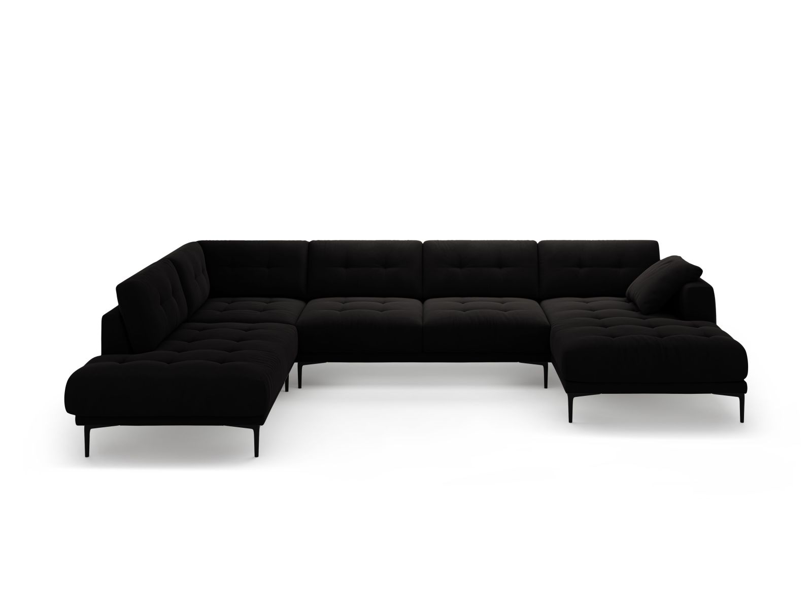 Velvet Panoramic Left Corner Sofa, "Bemy", 7 Seats, 368x240x86