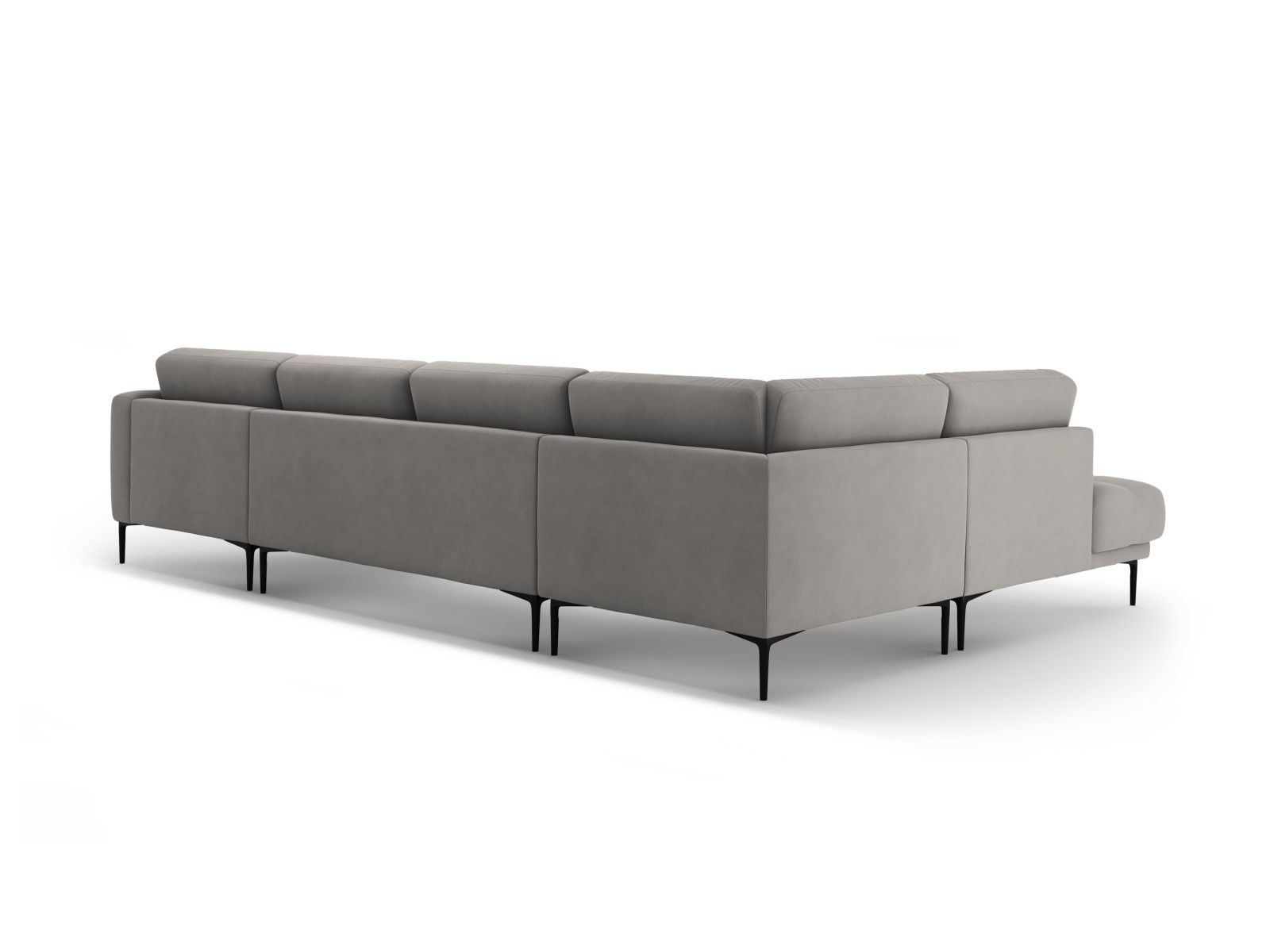 Velvet Panoramic Left Corner Sofa, "Bemy", 7 Seats, 368x240x86