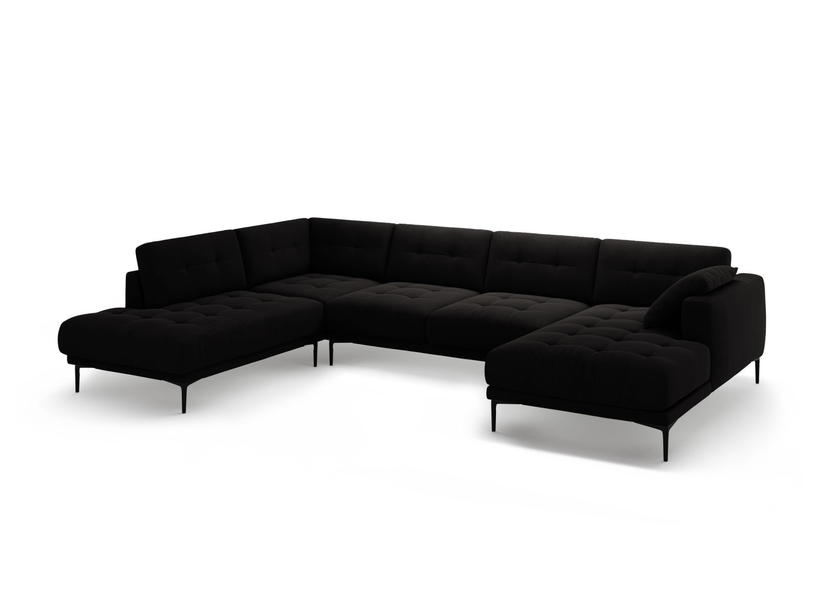 Velvet Panoramic Left Corner Sofa, "Bemy", 7 Seats, 368x240x86