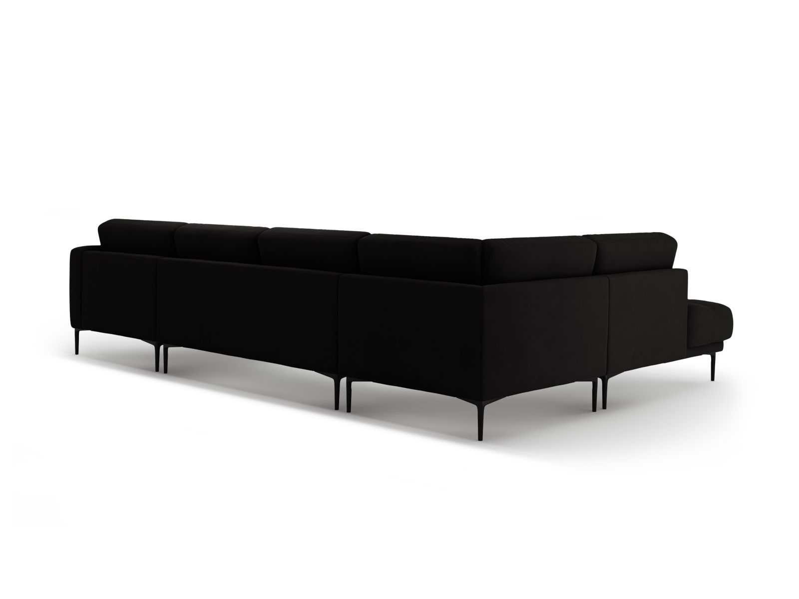 Velvet Panoramic Left Corner Sofa, "Bemy", 7 Seats, 368x240x86
