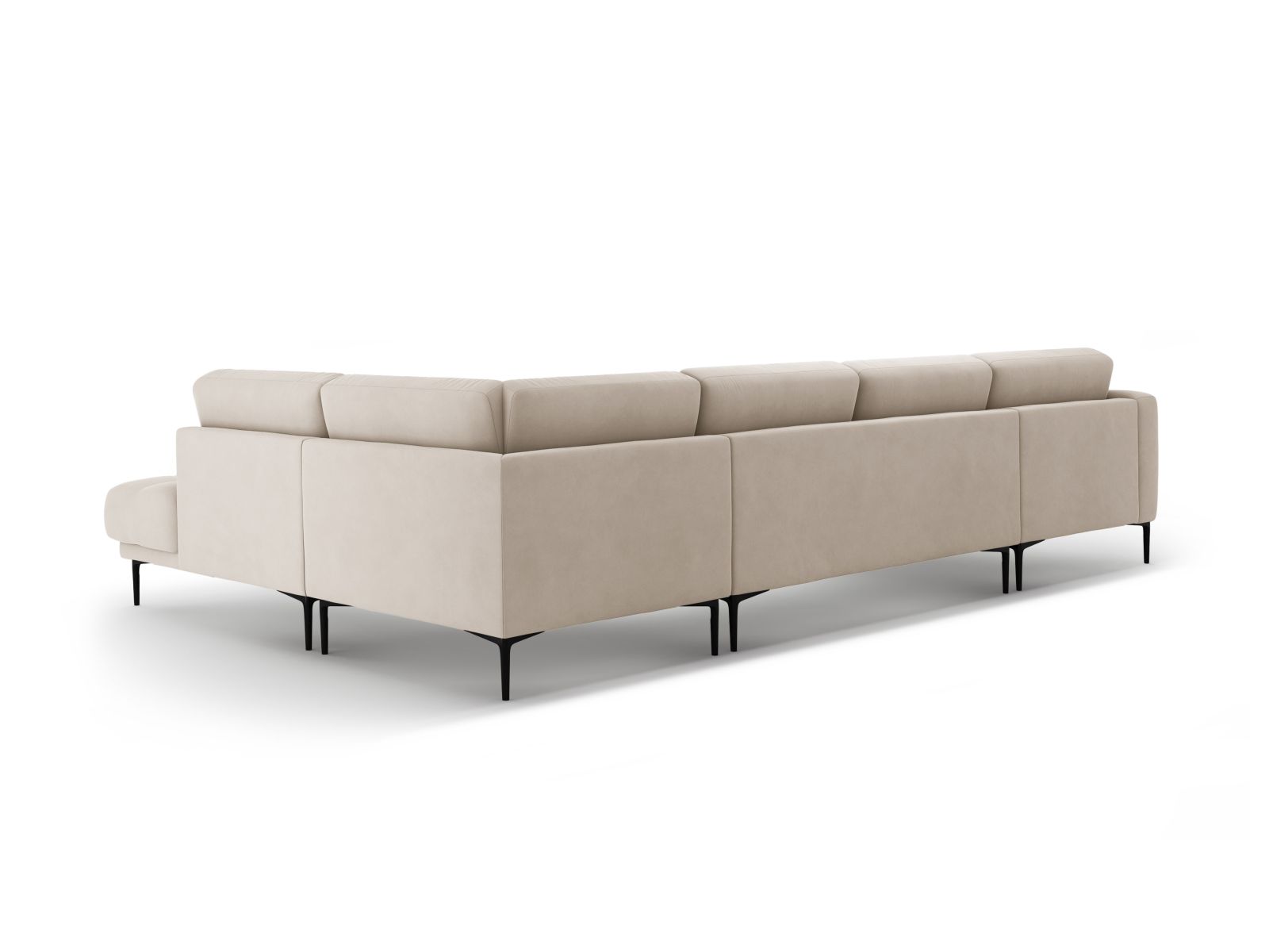 Velvet Panoramic Right Corner Sofa, "Bemy", 7 Seats, 368x240x86