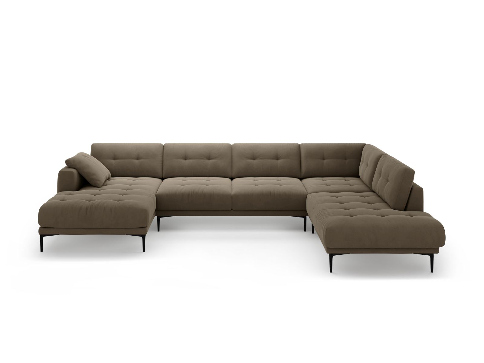 Velvet Panoramic Right Corner Sofa, "Bemy", 7 Seats, 368x240x86