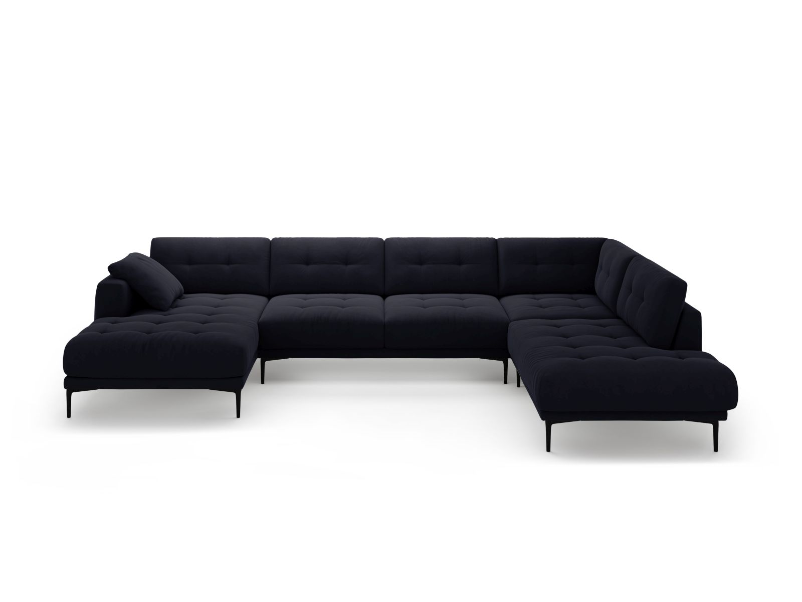 Velvet Panoramic Right Corner Sofa, "Bemy", 7 Seats, 368x240x86