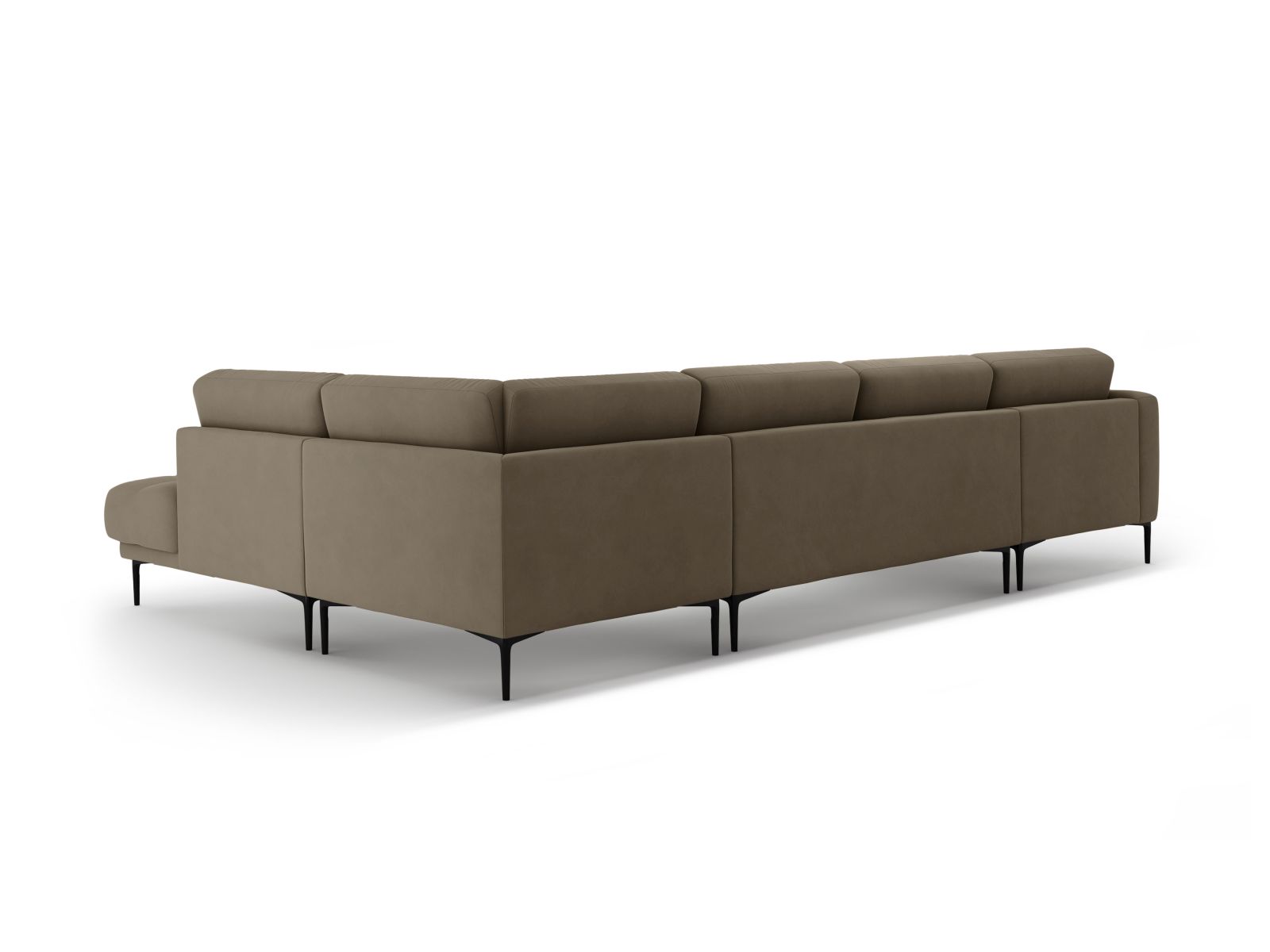 Velvet Panoramic Right Corner Sofa, "Bemy", 7 Seats, 368x240x86
