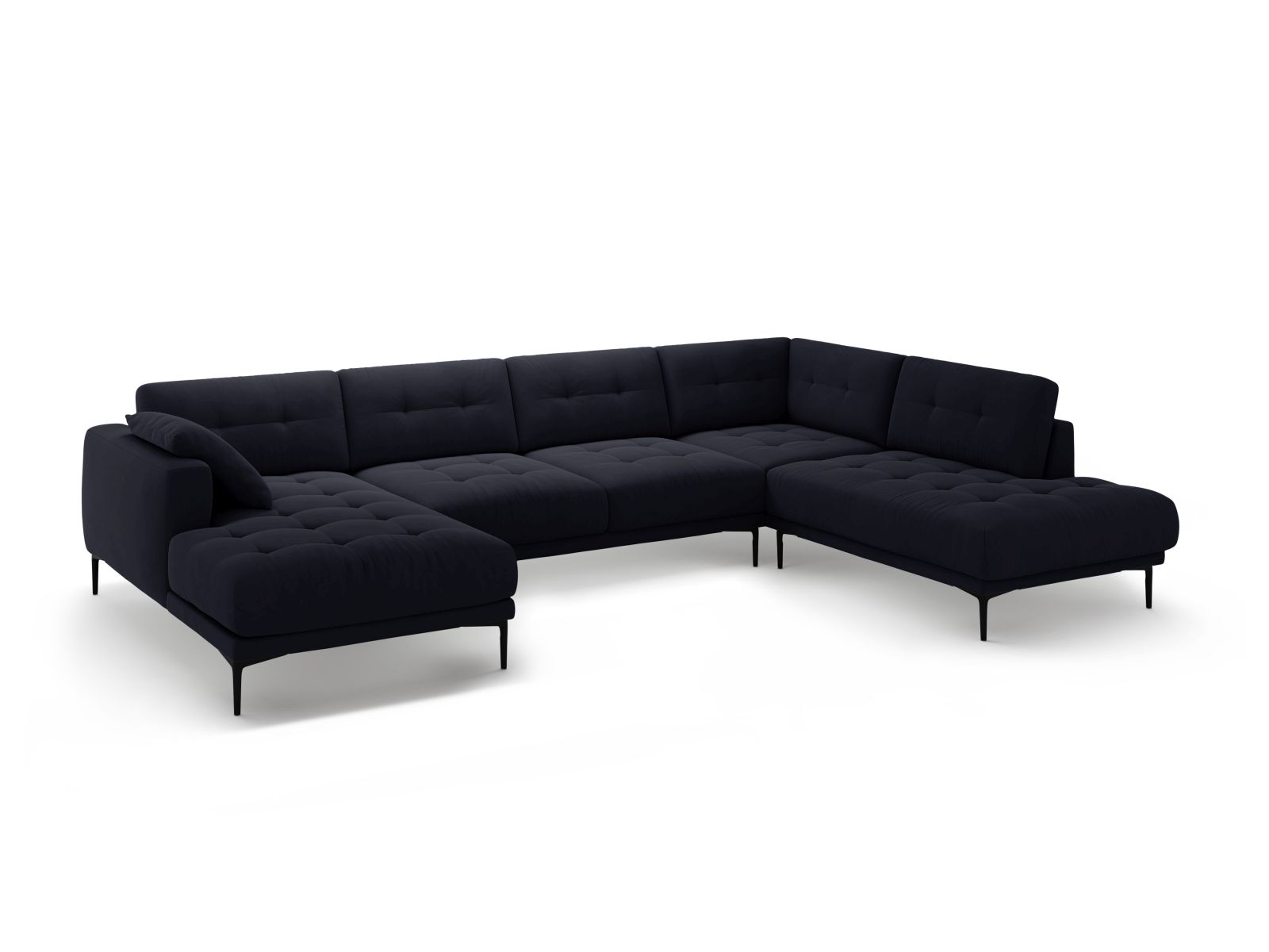 Velvet Panoramic Right Corner Sofa, "Bemy", 7 Seats, 368x240x86