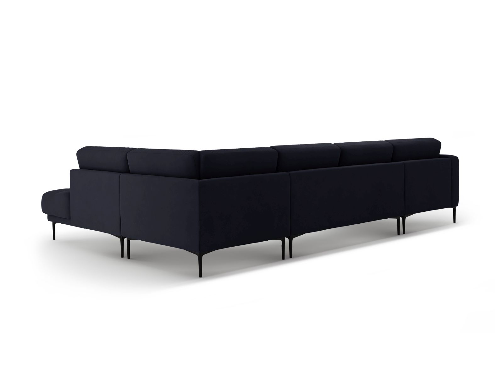 Velvet Panoramic Right Corner Sofa, "Bemy", 7 Seats, 368x240x86