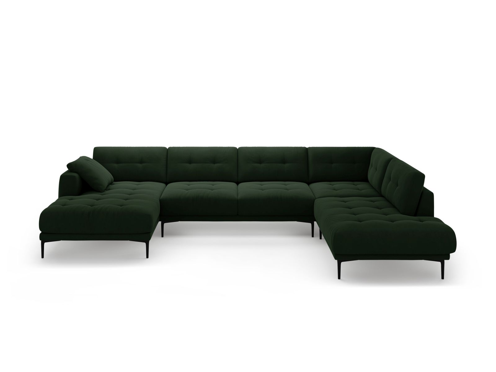 Velvet Panoramic Right Corner Sofa, "Bemy", 7 Seats, 368x240x86