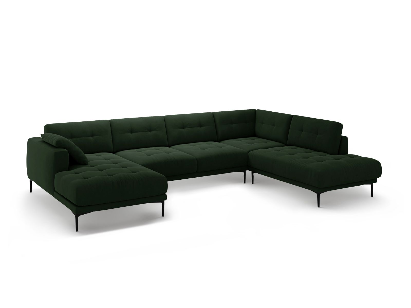 Velvet Panoramic Right Corner Sofa, "Bemy", 7 Seats, 368x240x86