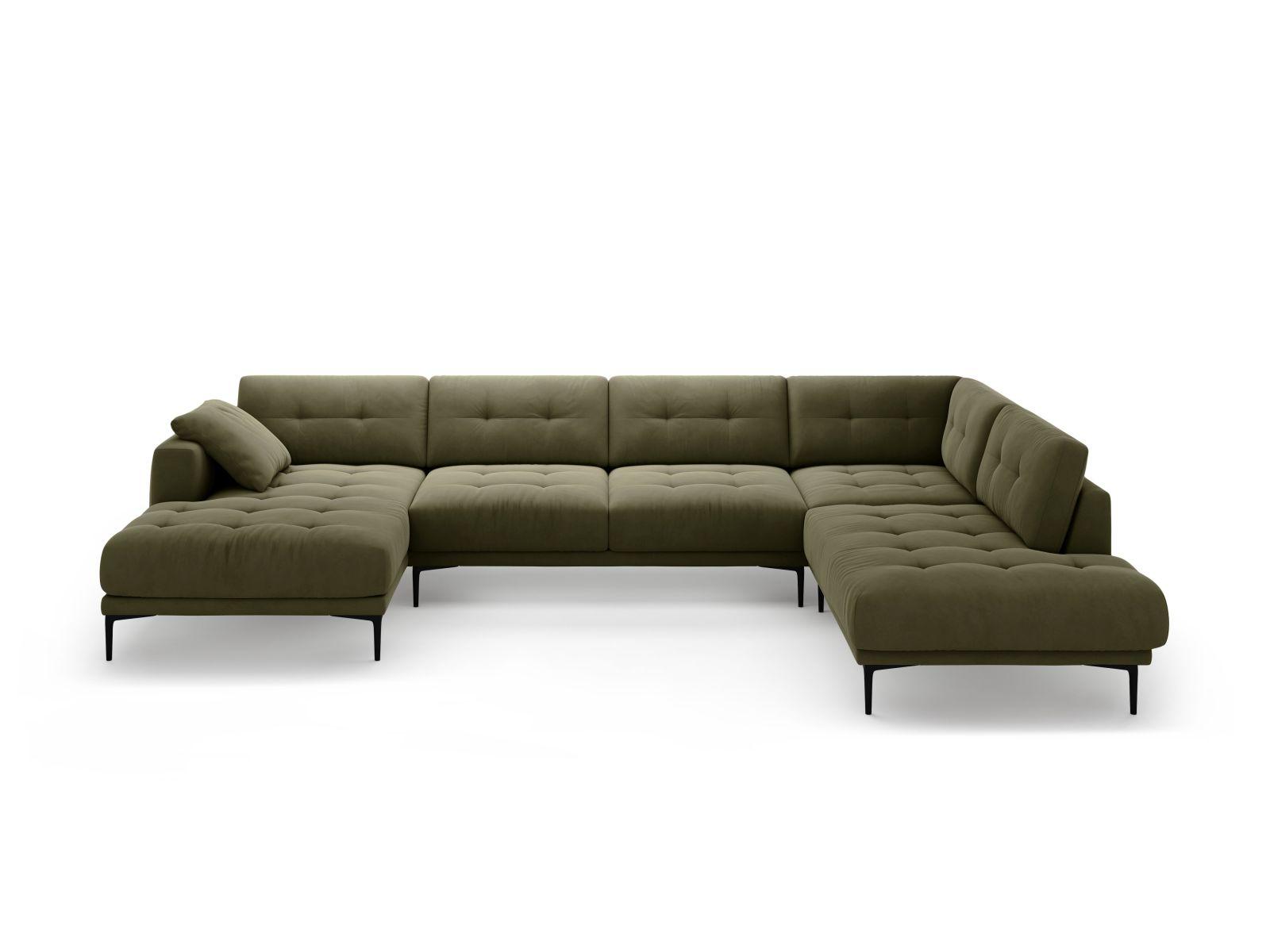 Velvet Panoramic Right Corner Sofa, "Bemy", 7 Seats, 368x240x86