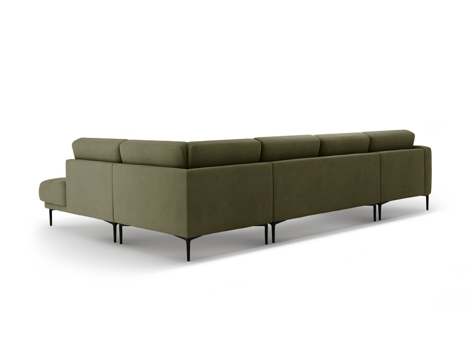 Velvet Panoramic Right Corner Sofa, "Bemy", 7 Seats, 368x240x86