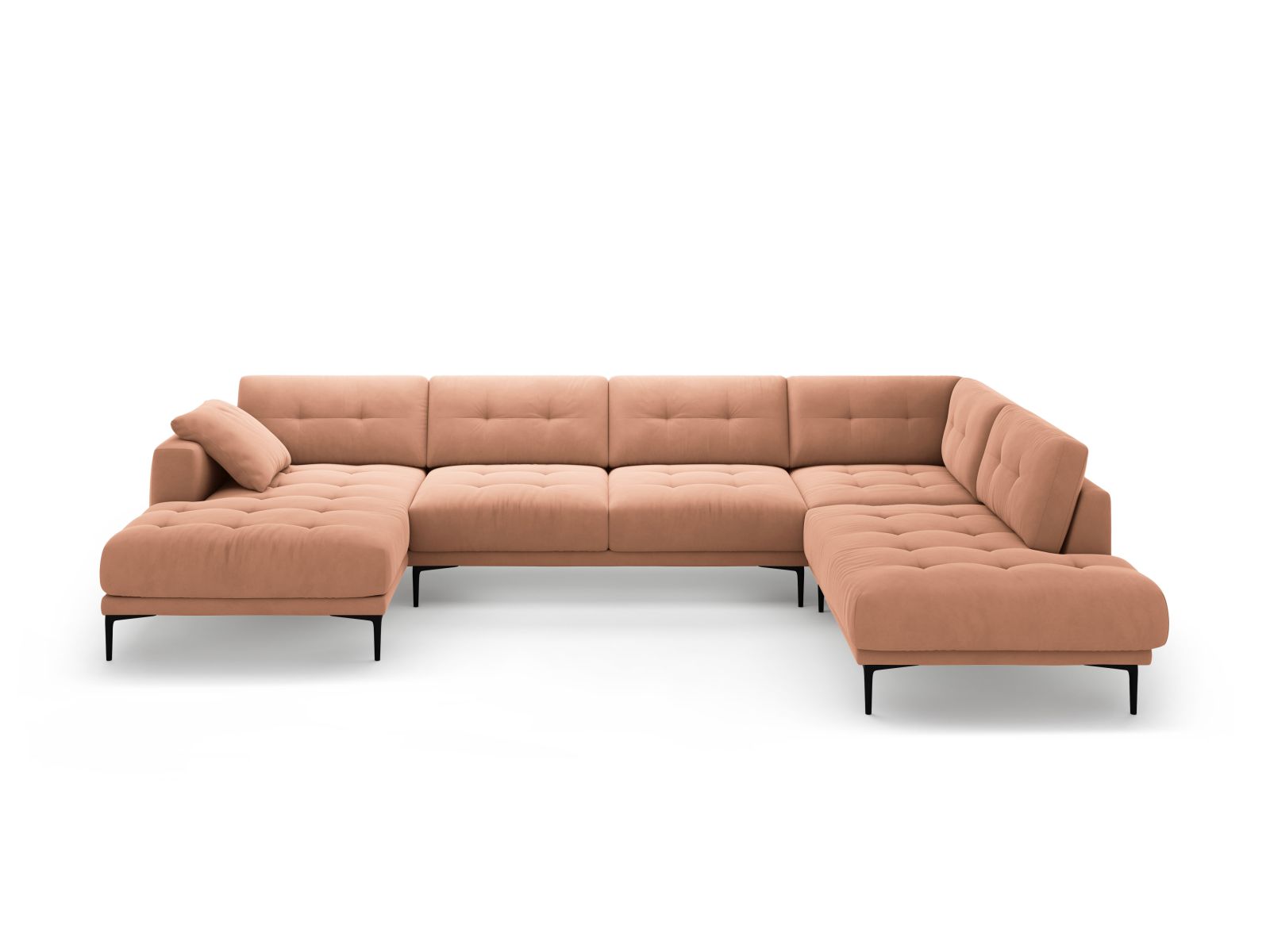Velvet Panoramic Right Corner Sofa, "Bemy", 7 Seats, 368x240x86