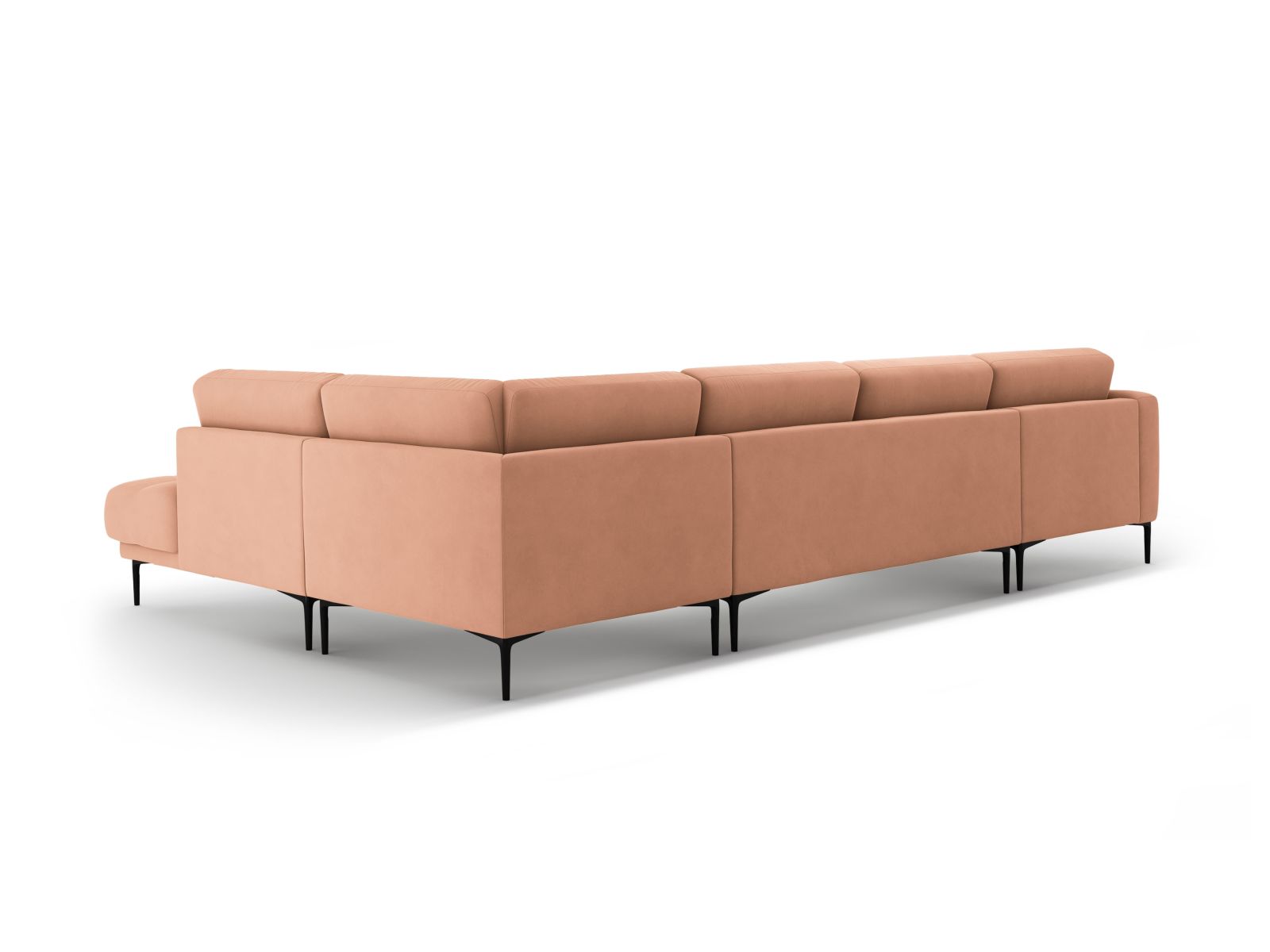 Velvet Panoramic Right Corner Sofa, "Bemy", 7 Seats, 368x240x86
