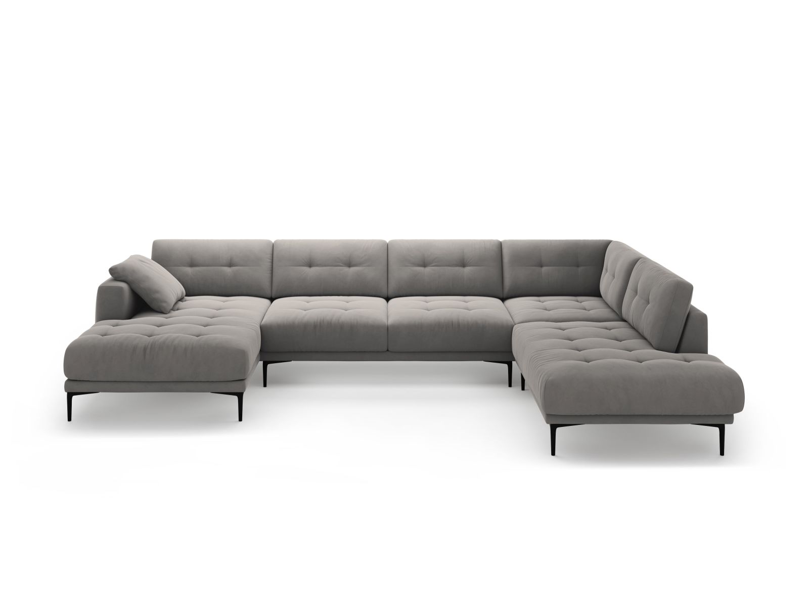Velvet Panoramic Right Corner Sofa, "Bemy", 7 Seats, 368x240x86