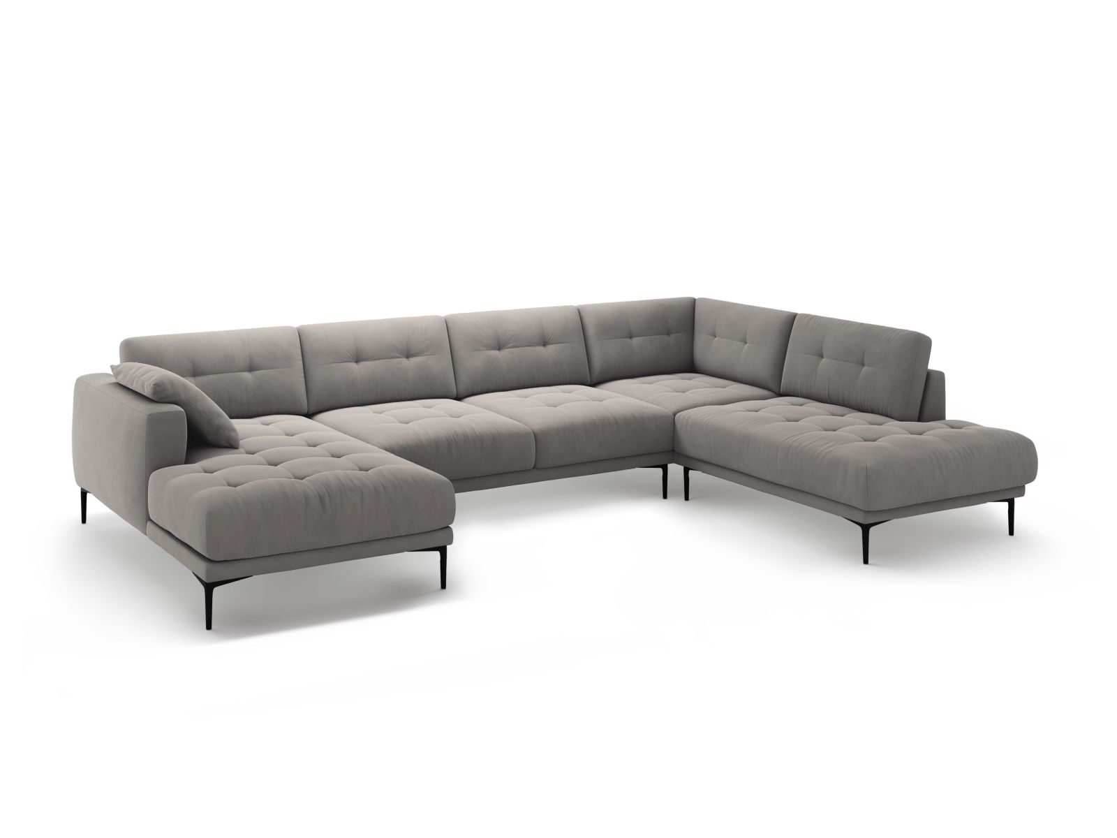 Velvet Panoramic Right Corner Sofa, "Bemy", 7 Seats, 368x240x86