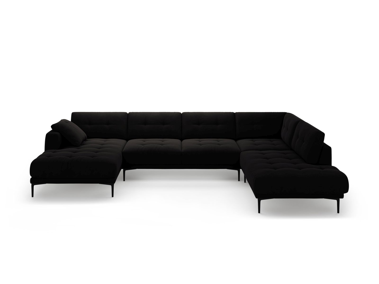 Velvet Panoramic Right Corner Sofa, "Bemy", 7 Seats, 368x240x86