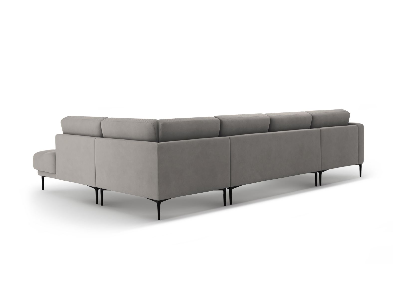 Velvet Panoramic Right Corner Sofa, "Bemy", 7 Seats, 368x240x86