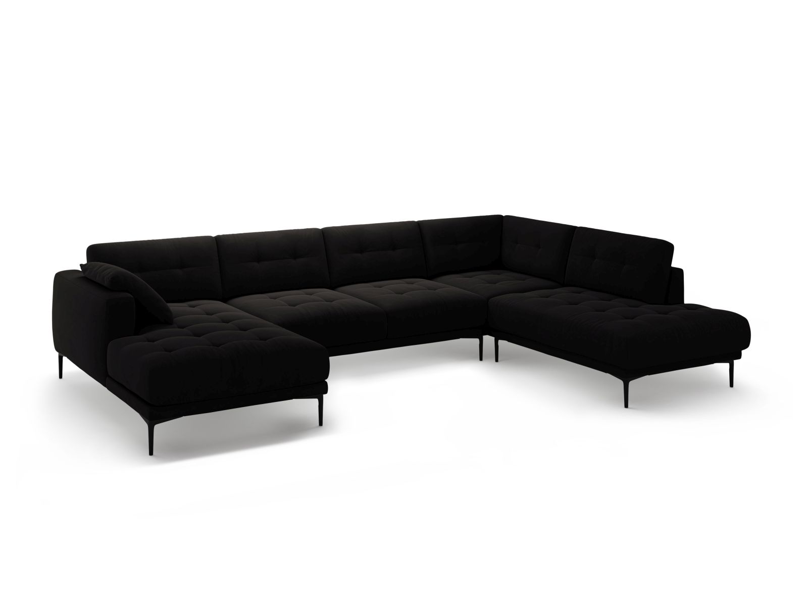 Velvet Panoramic Right Corner Sofa, "Bemy", 7 Seats, 368x240x86