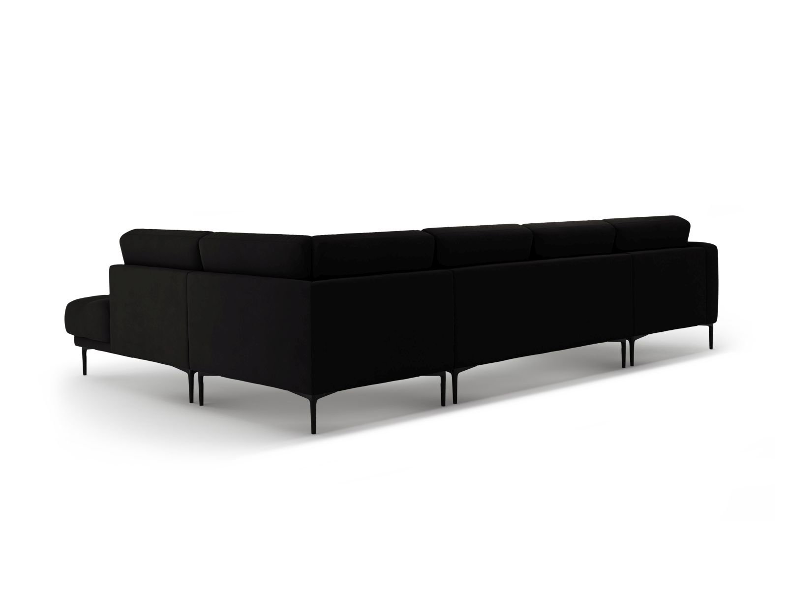 Velvet Panoramic Right Corner Sofa, "Bemy", 7 Seats, 368x240x86