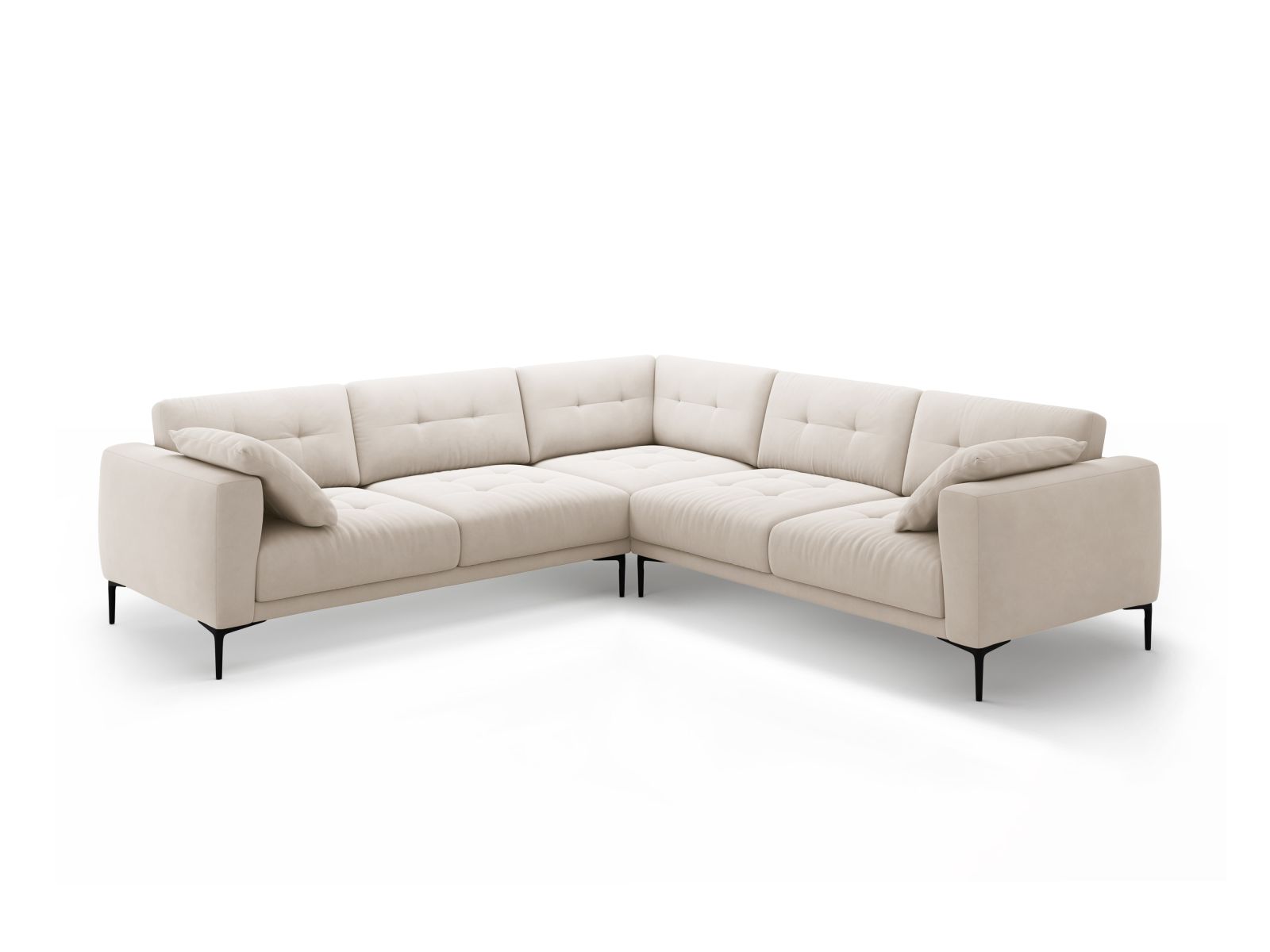 Velvet Symmetrical Corner Sofa, "Bemy", 5 Seats, 282x282x86