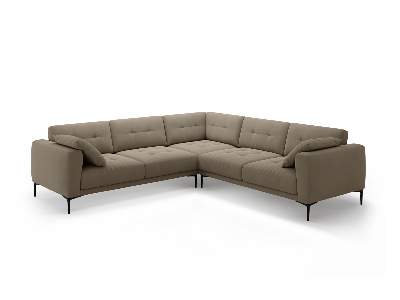 Velvet Symmetrical Corner Sofa, "Bemy", 5 Seats, 282x282x86