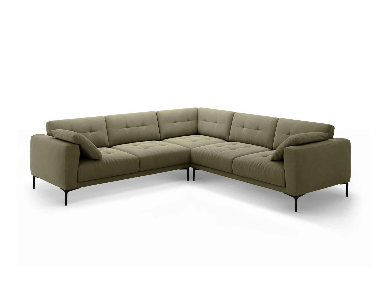 Velvet Symmetrical Corner Sofa, "Bemy", 5 Seats, 282x282x86