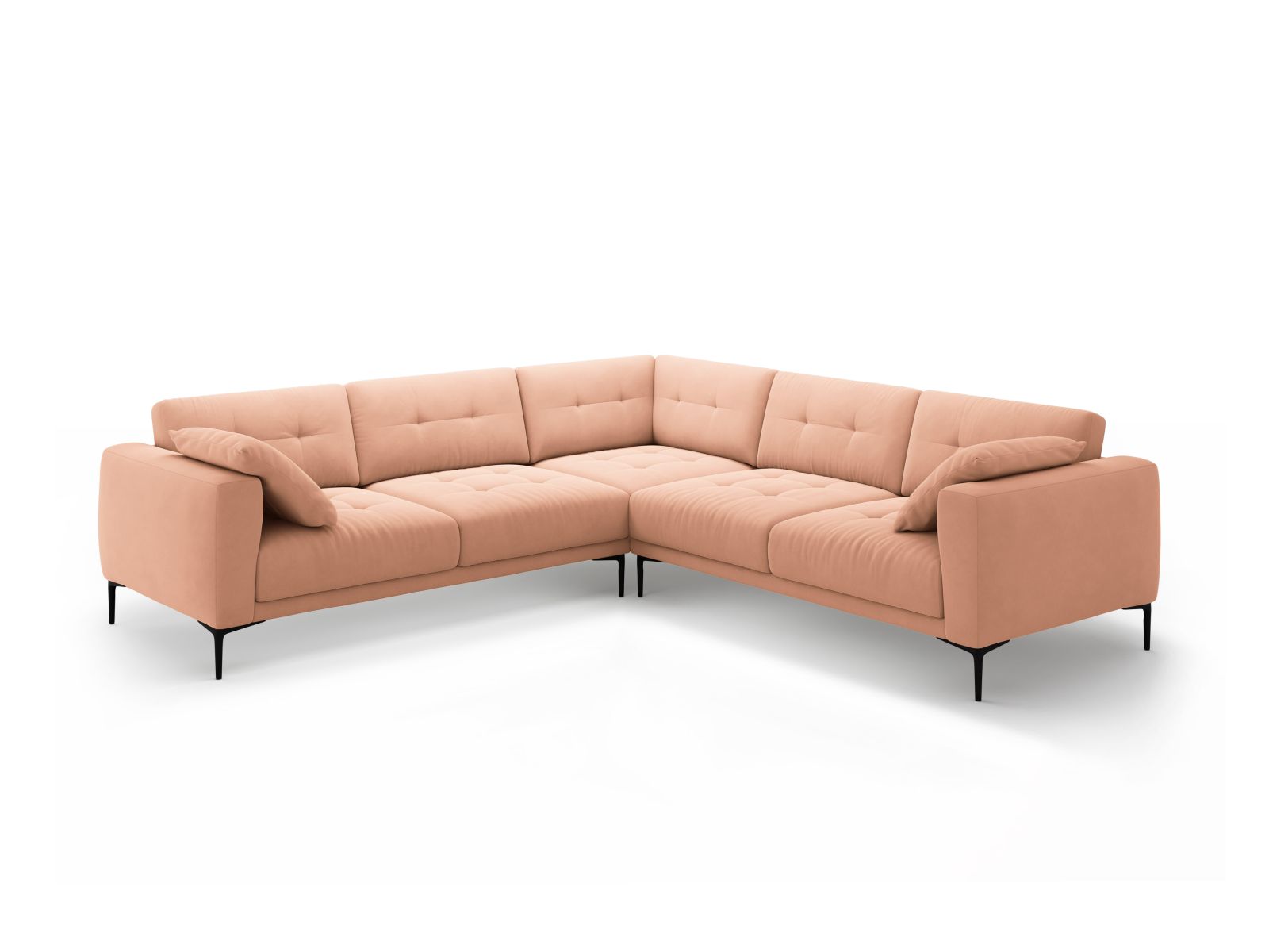 Velvet Symmetrical Corner Sofa, "Bemy", 5 Seats, 282x282x86