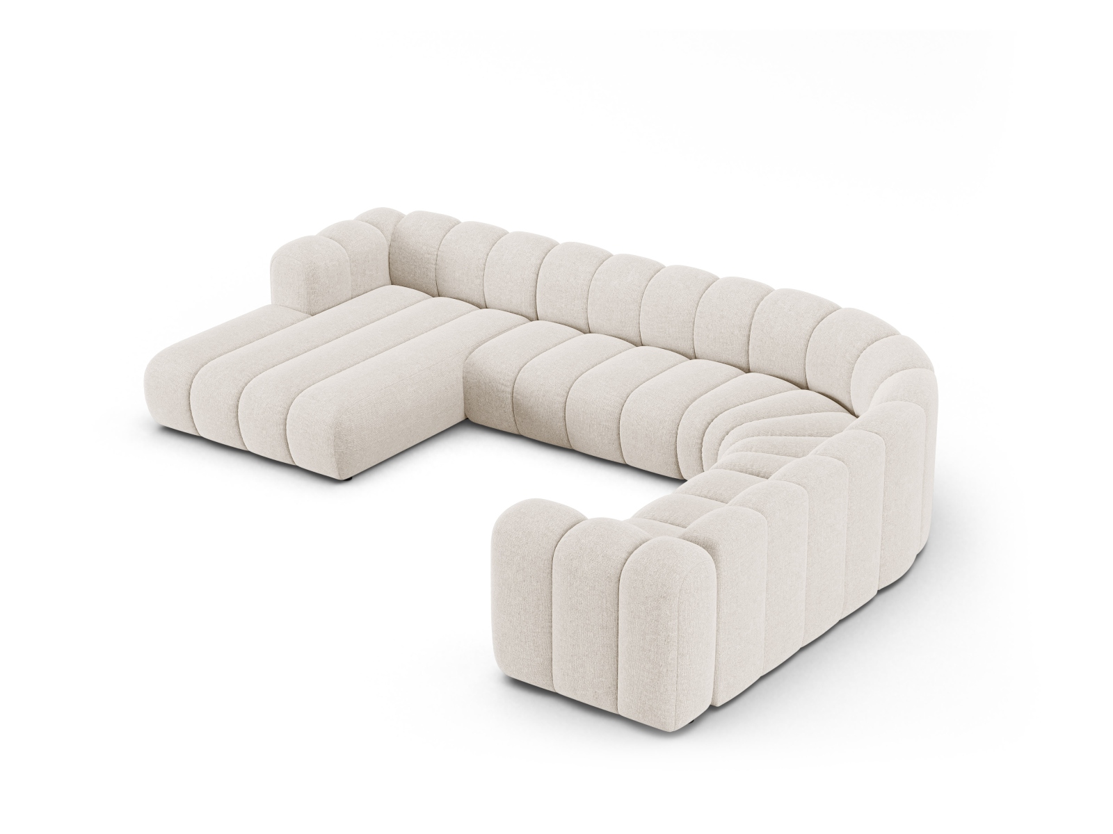 Modular Panoramic Right Corner Sofa, "Lupine", 6 Seats, 370x280x70