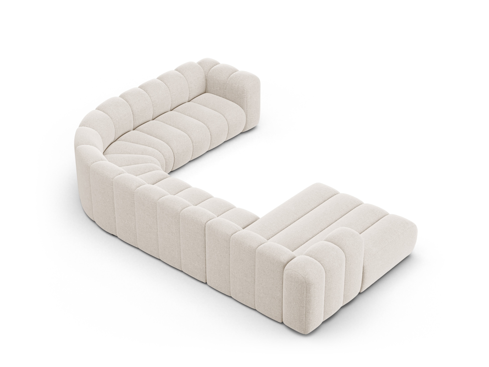 Modular Panoramic Right Corner Sofa, "Lupine", 6 Seats, 370x280x70