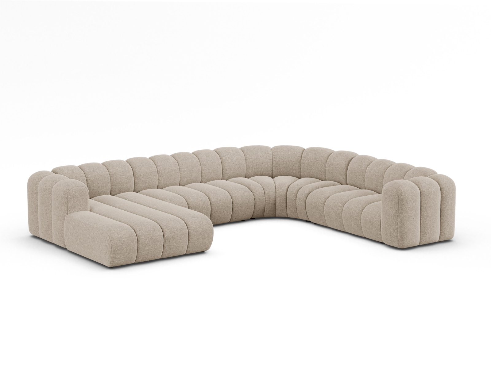 Modular Panoramic Right Corner Sofa, "Lupine", 6 Seats, 370x280x70