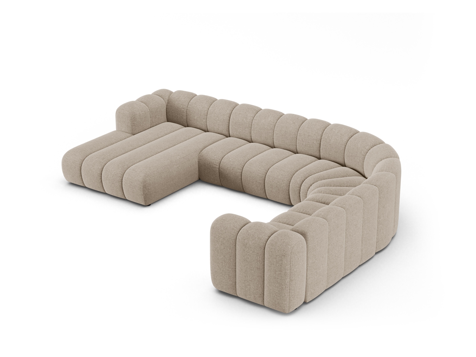 Modular Panoramic Right Corner Sofa, "Lupine", 6 Seats, 370x280x70