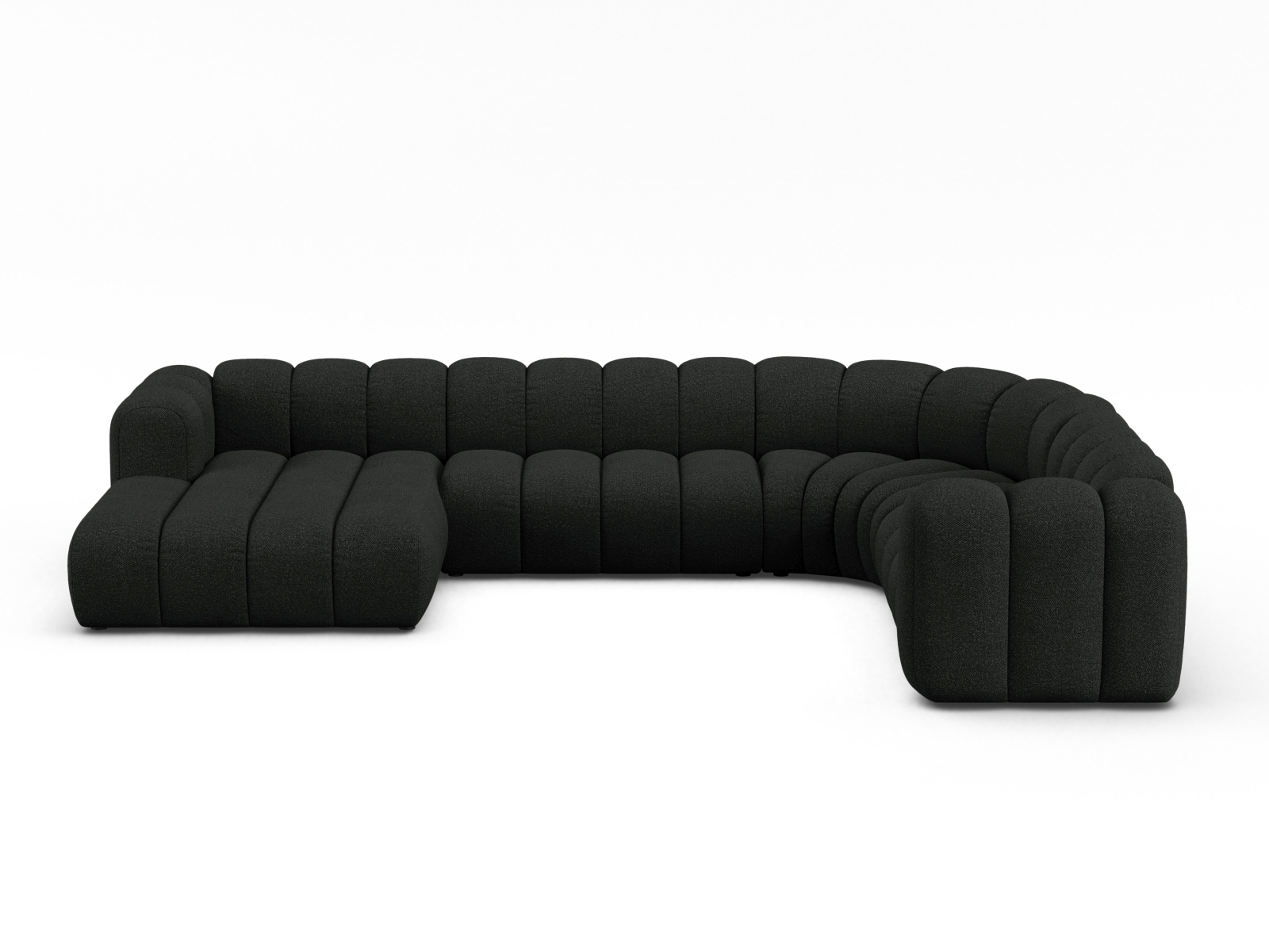 Boucle Modular Panoramic Right Corner Sofa, "Lupine", 6 Seats, 370x280x70