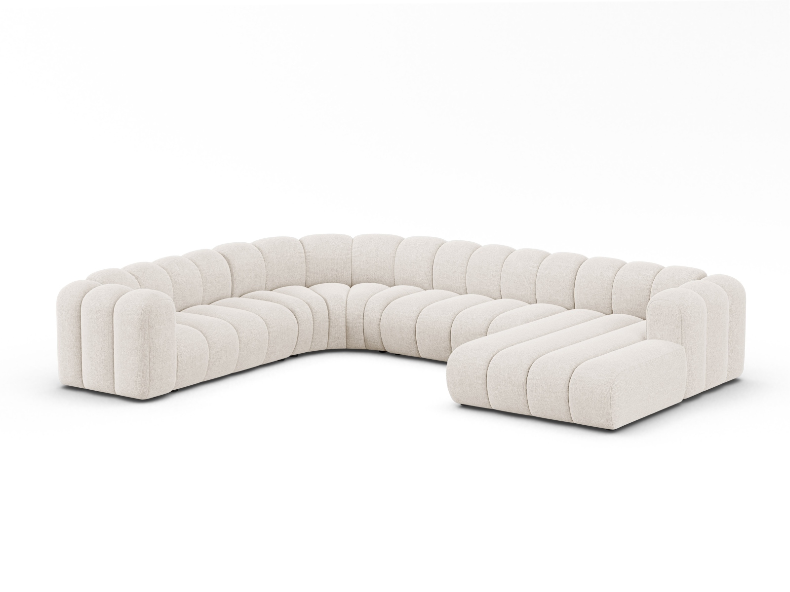 Modular Panoramic Left Corner Sofa, "Lupine", 6 Seats, 370x280x70