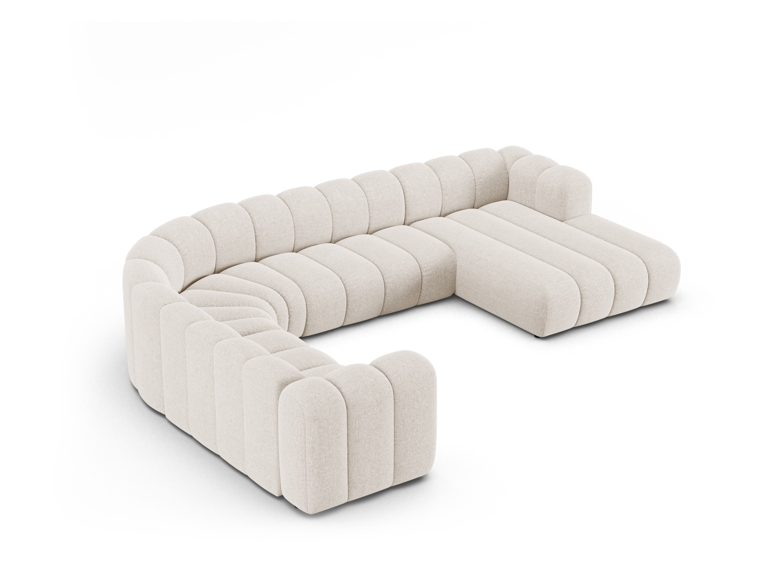 Modular Panoramic Left Corner Sofa, "Lupine", 6 Seats, 370x280x70