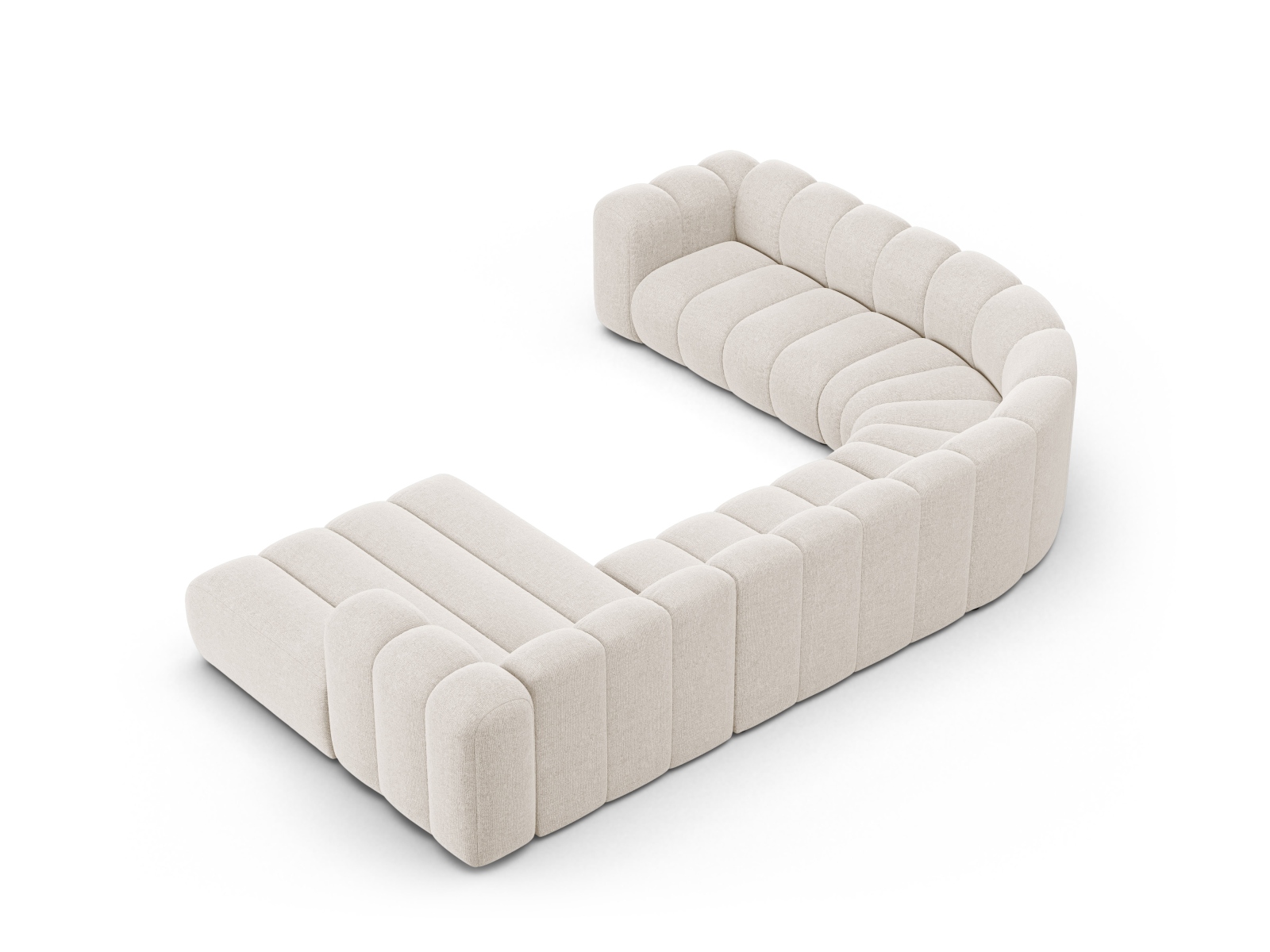 Modular Panoramic Left Corner Sofa, "Lupine", 6 Seats, 370x280x70