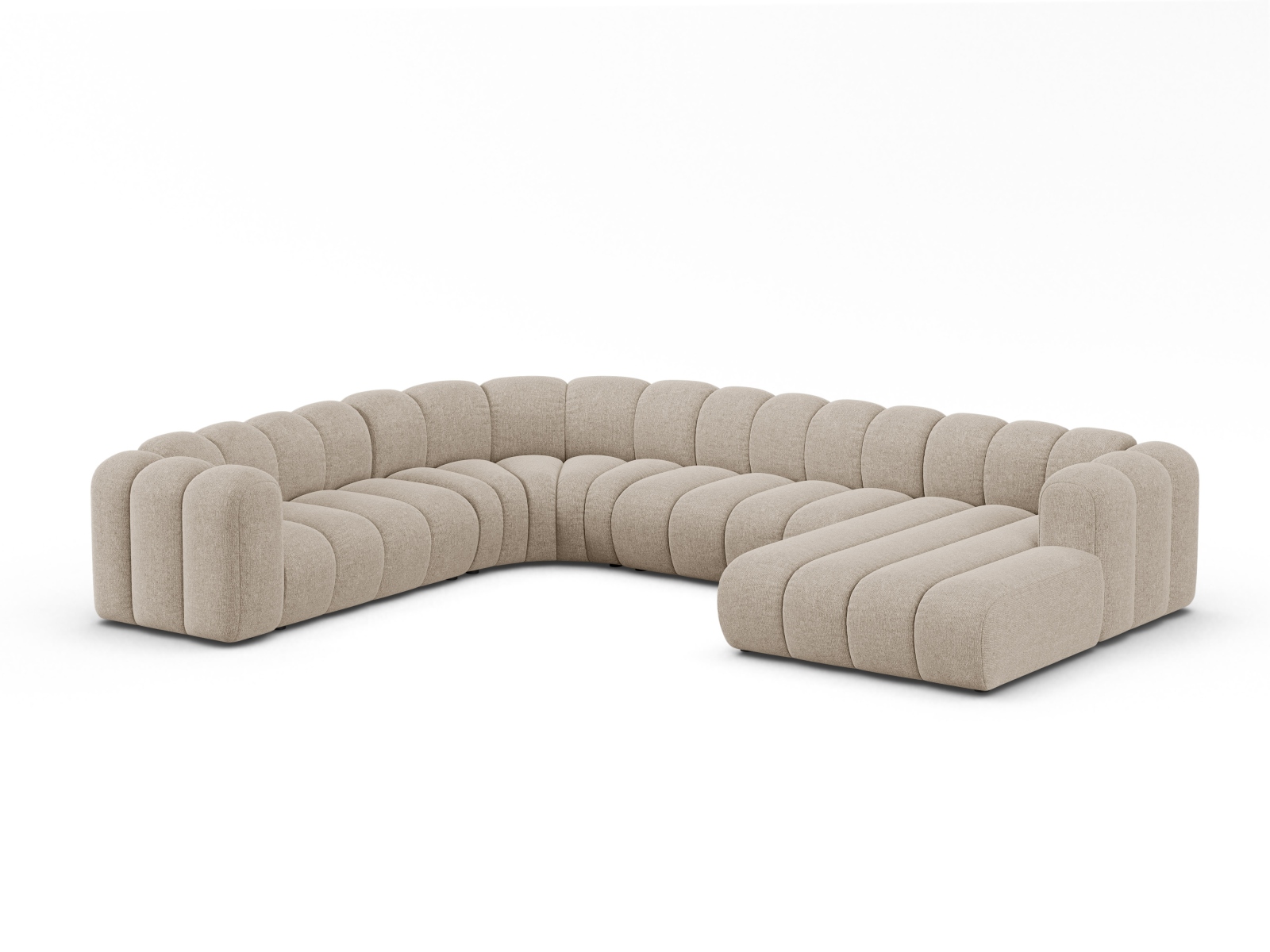Modular Panoramic Left Corner Sofa, "Lupine", 6 Seats, 370x280x70
