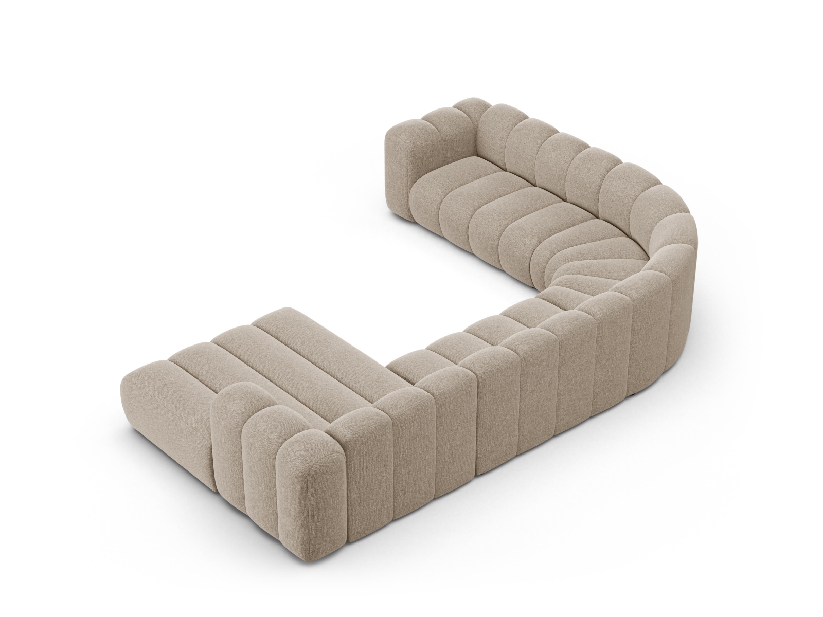 Modular Panoramic Left Corner Sofa, "Lupine", 6 Seats, 370x280x70