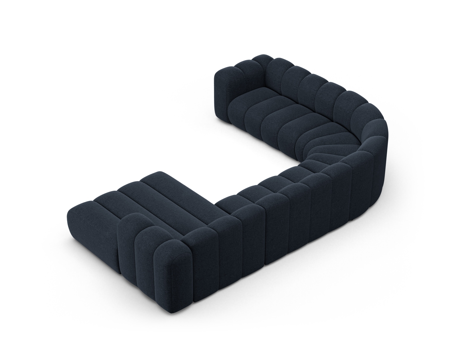 Modular Panoramic Left Corner Sofa, "Lupine", 6 Seats, 370x280x70